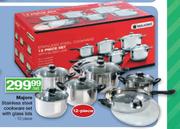 Majore Stainless Steel Cookware Set With Glass Lids-12-Piece