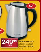 Platinum 360 Degree Stainless Steel Corded Kettle-1.7ltr Each