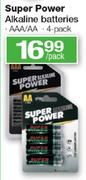  Super Power Alkaline Batteries AAA/AA-4 Pack