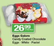 Eggs Galore Candy Coated Chocolate Eggs,White,Pastel-8's Per Pack