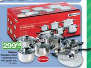 Majore Stainless Steel Cookware Set With Glass Lids-12 Piece