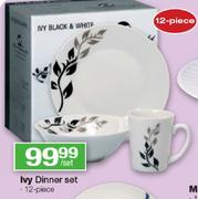 Ivy Dinner Set Black & White-12 Piece