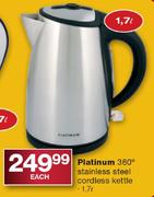 Platinum 360 Degree Stainless Steel Cordless Kettle-1,7Ltr