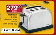 Platinum 2 Slice Stainless Steel Toaster With Bread Tray