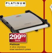 Platinum 4 Slice Stainless Steel Sandwhich Press