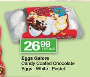 Eggs Galore Candy Coated Chocolate Eggs,White,Pastel-8's Per Pack