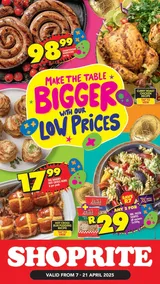 Shoprite Gauteng, Mpumalanga, North West & Limpopo : Make The Table Bigger With Our Low Prices (07 April - 21 April 2025)