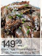 Black Tiger Prawns(Approx, 21-25 Prawns Per 800g Nett)-800g