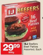 I&J B eefers B eef Patties Assorted-800g