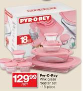 Pyr-O-Rey 18 Piece Pink Glass Roaster Set