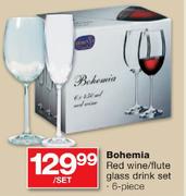 Bohemia 6 Piece Red Wine/Flute Glass Drink Set