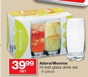 Adora/Monroe 6 Piece Hi-Ball Glass Drink Set