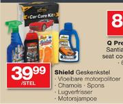 Shield Geskenkstel Vloeibare Motorpolitoer, Chamois, Spons, Lugverfrisser, Motorsjampoe-Stel