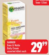 Garnier Even & Matte Daily Cream-40ml Each