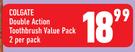 Colgate Double Action Toothbrush-2 Per Pack