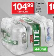 Castle Lite Beer Cans-12x440ml