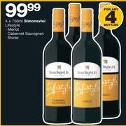 Simonsvlei Lifestyle Merlot/Cabernet Sauvignon/Shiraz-4x750ml