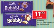Cadbury Bubbly Sjokoladeblok Verskeidenheid-87g Elk
