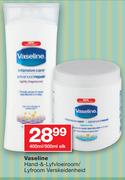 Vaseline Hand & Lyf vloeiroom/Lyfroom Verskeidenheid-400/500ml Elk