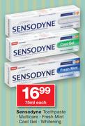 Sensodyne Toothpaste Multicare, Fresh Mint, Cool Gel, Whitening-75ml Each