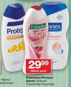 Palmolive/Protex/Sanex Shower Cream/Gel Assorted-500ml Each