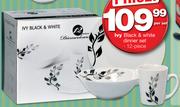 Ivy 12 Piece Black & White Dinner Set-Per Set