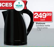 Platinum 1.7Ltr Cordless Kettle In Black/White-Each