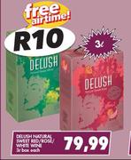 Delush Natural Sweet Red/Rose/White Wine-3Ltr Box Each