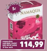 Namaqua Natural Sweet Red/Rose Wine-5Ltr Box Each