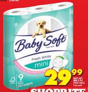 Baby Soft Mini 2 Ply Toilet Rolls-9 per Pack