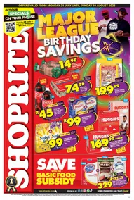 Shoprite Gauteng, Mpumalanga, North West & Limpopo : Major League Birthday Savings (21 July - 10 August 2025)