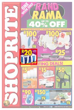 Shoprite Gauteng, Limpopo, Mpumalanga & North West : Rand a Rama Household (17 Sep - 23 Sep 2018), page 1