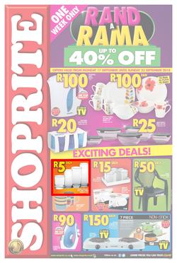 Shoprite Gauteng, Limpopo, Mpumalanga & North West : Rand a Rama Household (17 Sep - 23 Sep 2018), page 1