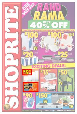 Shoprite Gauteng, Limpopo, Mpumalanga & North West : Rand a Rama Household (17 Sep - 23 Sep 2018), page 1