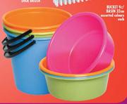 Bucket 9Ltr / Basin 32cm In Assorted Colours-Each