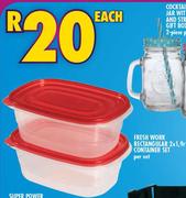 Fresh Work Rectangular 2 x 1.9Ltr Container Set-Per Set