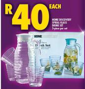 Home Discovery Spiral Glass Drink Set 5 Piece-Per Set 