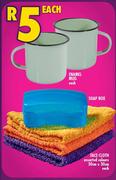 Enamel Mug Or Soap Box Or Face Cloth Assorted Colours 30cm x 30cm-Each