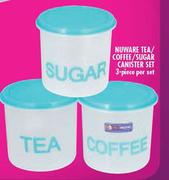 Nuware Tea/Coffee/Sugar Canister Set-3 Pcs Per Set