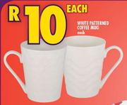White Patterned Coffee Mug-Each