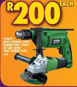 Schultz Angle Grinder 500W/Hammer Drill 500W/Jigsaw 400W Or Sheet Sander 135W-Each