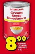 Ritebrand Cream Style Sweetcorn-410g