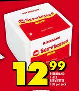 Ritebrand 1 Ply Serviettes 100 Per Pack