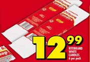 Ritebrand White Candles-6 Per Pack