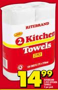 Ritebrand 2 Ply Kitchen Towels 2 Per Pack