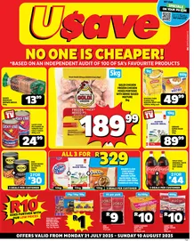 Usave Gauteng, Mpumalanga, Limpopo & North West : No One Is Cheaper (21 July - 10 August 2025)