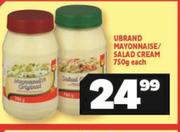 Ubrand Mayonnaise/Salad Cream-750g Each