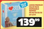 Lovies Premium Value Pack Disposable Nappies-40/42/44/50/56 Per Pack
