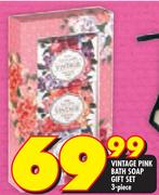 Vintage Pink Bath Soap Gift Set-3-Piece
