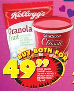 Clover Smooth Yoghurt-1kg + Kellogg’s Granola Original Or Fruit Muesli 750g Each-For Both